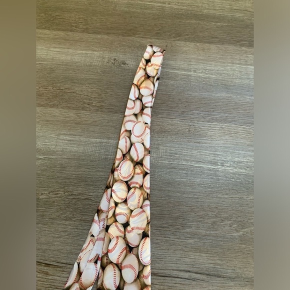 Steven Harris Hand Made Baseball Neck Tie Sports Casual White Red Polyester Mens - Picture 3 of 5